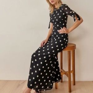 Reformation Black and White Polka Dot Maxi Dress